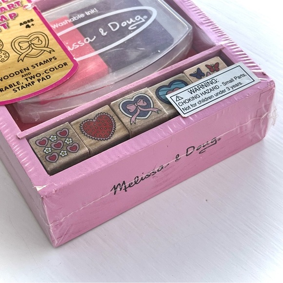 NEW Melissa & Doug Butterfly & Heart Wooden Rubber Stamp Set Valentines Crafts - Picture 5 of 8